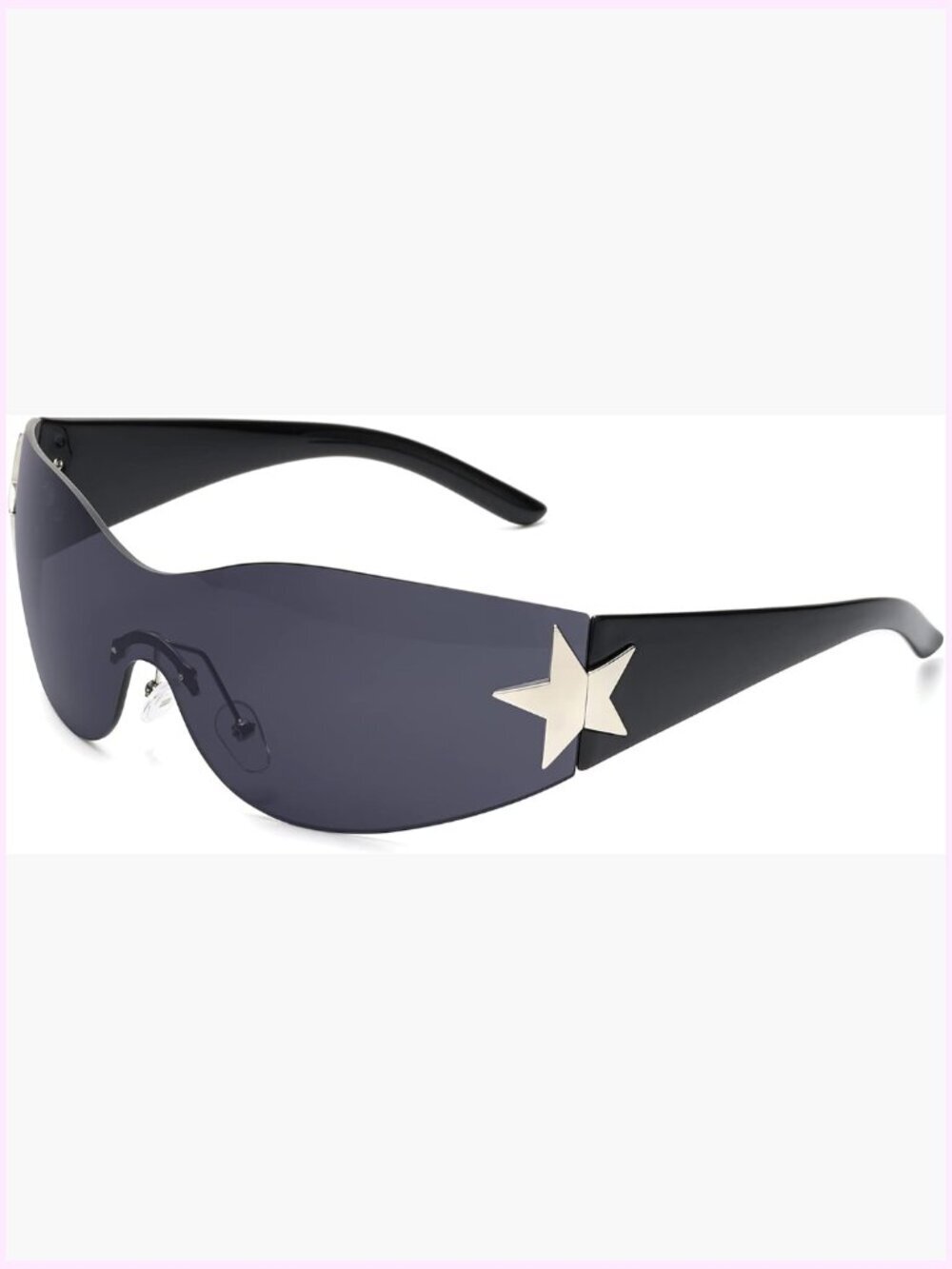 Rimless Y2K Wrap Sunglasses Oversized Frameless Trendy Sun Glasses UV Protection